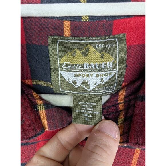 Vintage Eddie Bauer Sport Shop Heavyweight Flannel Shirt Plaid Mens XLT - Picture 4 of 9